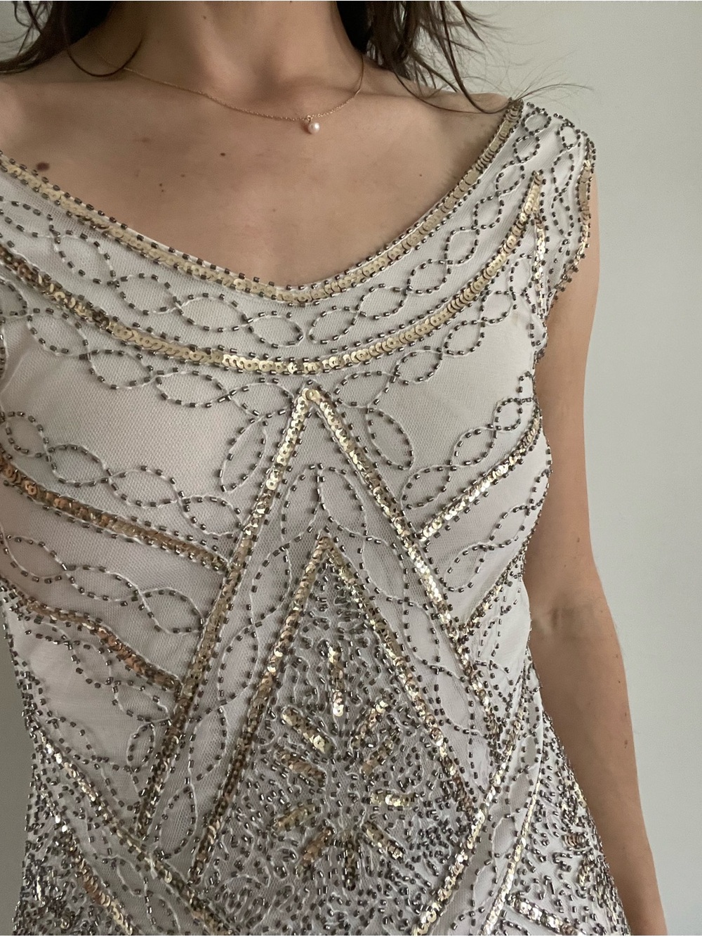 Embellished Ivory Beaded flapper Dress